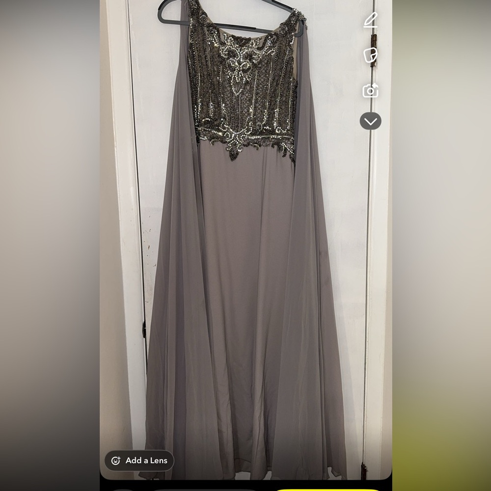 Elegant Gray Beaded Gown